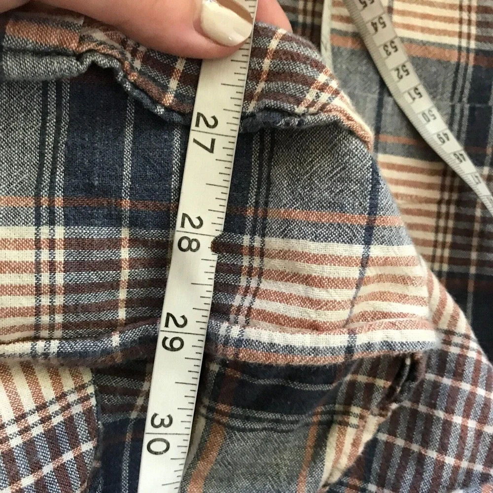J. Crew‎ Shirt Mens Sz L Homespun Cotton Slim Fit Button Down Blue Plaid